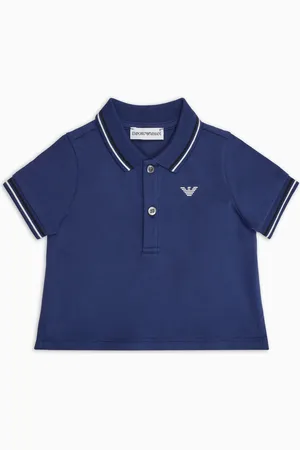 Emporio Armani Polo de piqué elástico con bordes a rayas