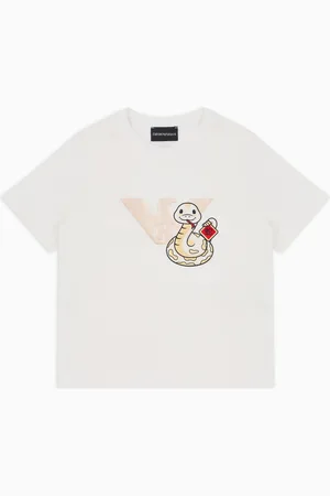 Emporio Armani Camiseta de punto de mezcla de lyocell con estampado de serpiente ASV