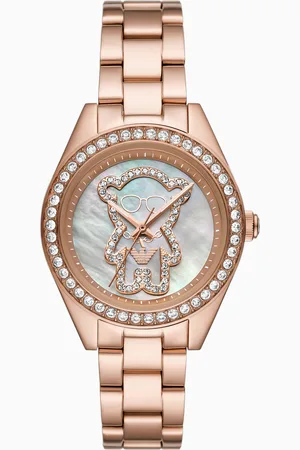 Emporio Armani Reloj de tres manecillas de acero inoxidable color oro rosa
