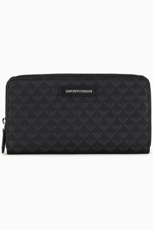 Emporio Armani Cartera con cremallera perimetral y motivo integral de águila