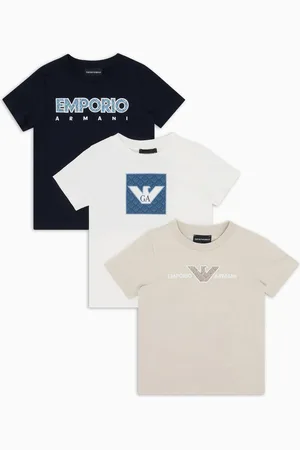 Emporio Armani Paquete de tres camisetas de punto con logotipo gráfico estampado ASV