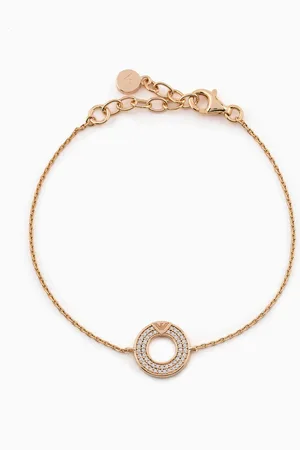 Emporio Armani Pulsera con detalles de plata de ley en tono rosa dorado