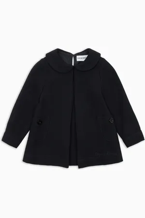 Emporio Armani Vestido con cuello Claudine en mezcla de lana y viscosa con abertura delantera y pliegues