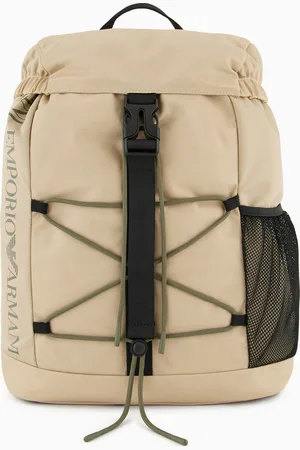 Emporio Armani Mochila de nailon con cincha y detalle de cuerda cruzada