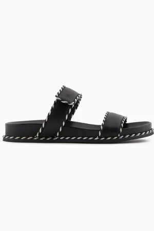 Emporio Armani Sandalia con tira de napa y perfiles bicolor