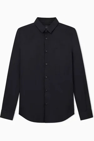 Armani Exchange Camisa slim fit de popel??n de algod??n el??stico