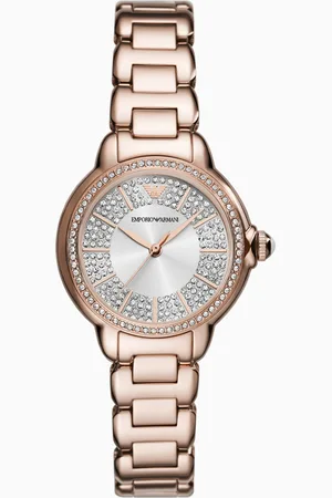 Emporio Armani Reloj de tres manecillas de acero inoxidable color oro rosa