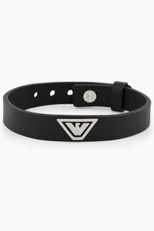 Emporio Armani Pulsera con correa de piel negra