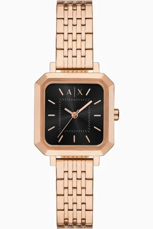 Armani Exchange Reloj de tres manecillas de acero inoxidable color oro rosa