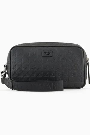 Emporio Armani Neceser de piel con motivo integral de águila en relieve