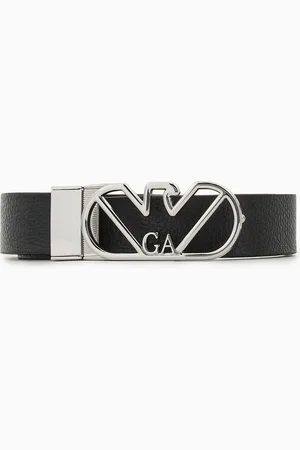 Emporio Armani Cinturón reversible de piel con estampado de ciervo y hebilla con águila