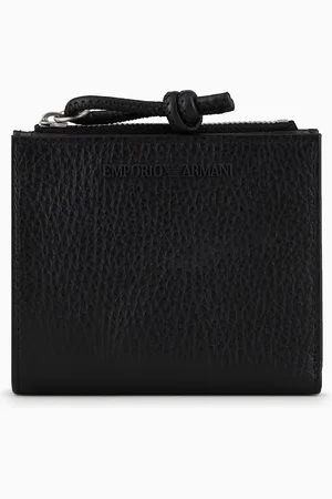 Emporio Armani Tarjetero con cremallera de piel abatanada