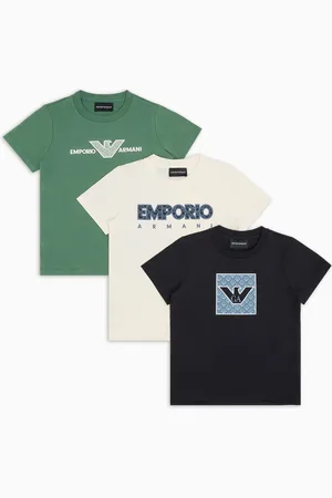 Emporio Armani Paquete de tres camisetas de punto con logotipo gráfico estampado ASV