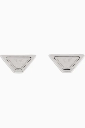 Emporio Armani Pendientes de botón de acero inoxidable