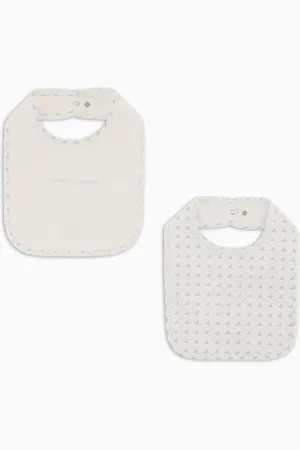 Emporio Armani Paquete de dos baberos de punto con logotipo y motivo de águilas con efecto óptico