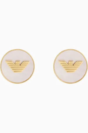 Emporio Armani Pendientes de botón de latón dorado