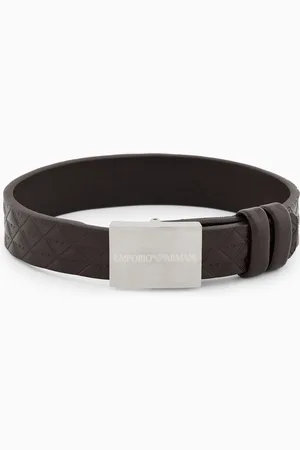 Emporio Armani Pulsera con correa de piel negra