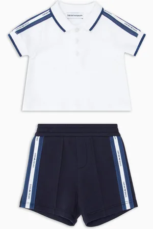 Emporio Armani Conjunto de polo y bermudas de punto con cinta con logotipo