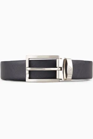 Emporio Armani Cinturón reversible de piel bicolor con motivo integral de águila grabado