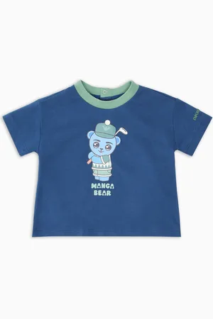 Emporio Armani Camiseta de punto orgánico con estampado Manga Bear Crew ASV