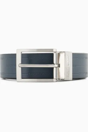 Emporio Armani Cinturón reversible de piel con logotipo impreso