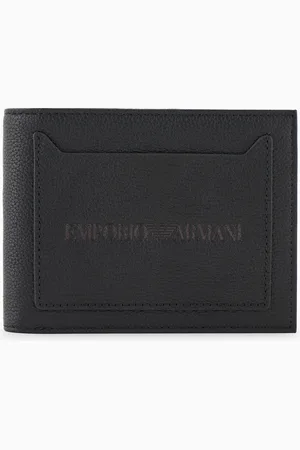 Emporio Armani Cartera plegable con bolsillo exterior de piel abatanada