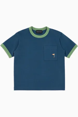 Emporio Armani Camiseta de punto orgánico con maxiestampado en la espalda Manga Bear Crew ASV