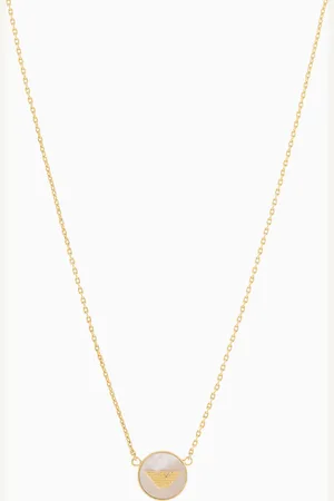Emporio Armani Collar con colgante de latón color dorado
