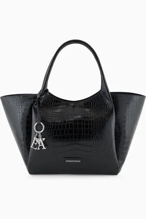 Emporio Armani Maxibolso shopper con acabado estampado de cocodrilo y colgante con logotipo