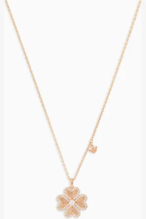 Emporio Armani Collar con colgante de plata de ley color oro rosa