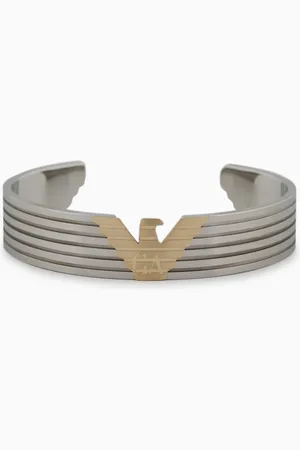 Emporio Armani Pulsera brazalete de acero inoxidable en dos tonos