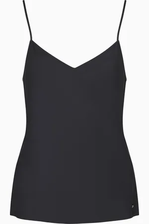 Armani Exchange Top de sat??n con cuello en V