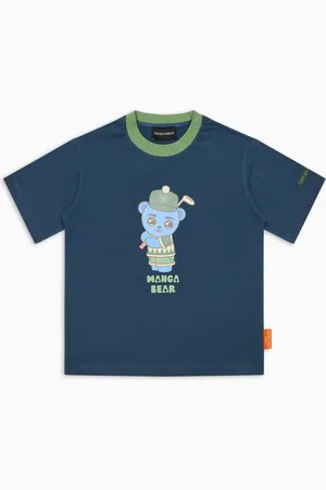 Emporio Armani Camiseta de punto orgánico con estampado Manga Bear Crew ASV