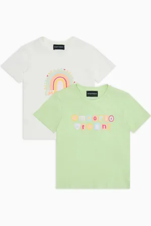 Emporio Armani Paquete de dos camisetas de punto con logotipo alegre ASV