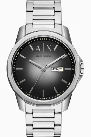 Armani Exchange Reloj de acero inoxidable de tres agujas con d??a y fecha.