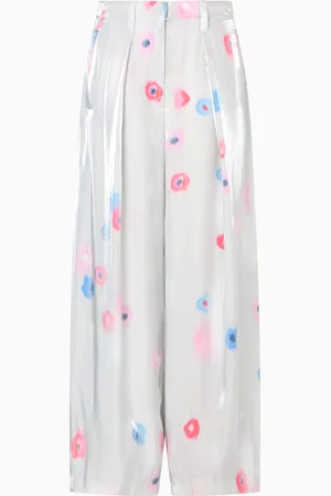 Emporio Armani Pantalones con pinzas de viscosa líquida con estampado floral integral
