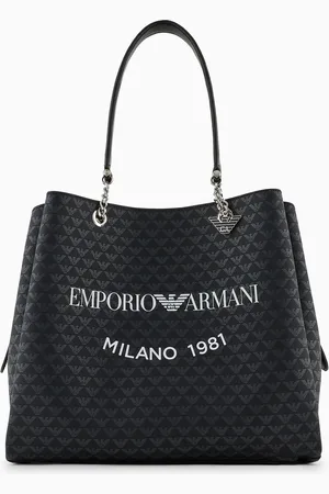 Emporio Armani Bolso shopper con motivo integral de águila y colgante de águila