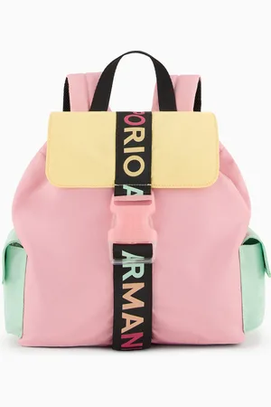 Emporio Armani Mochila de nailon con detalles de bloques de color y cincha con logotipo