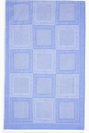Emporio Armani Estola en mezcla de modal cepillado con logotipo integral en tejido jacquard