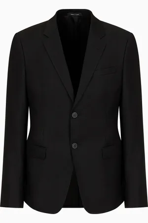 Emporio Armani Chaqueta de abotonadura sencilla de lana virgen cepillada