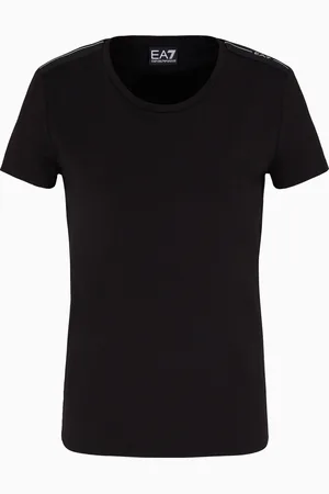 EA7 Camiseta de punto de algodón elástico Logo Series