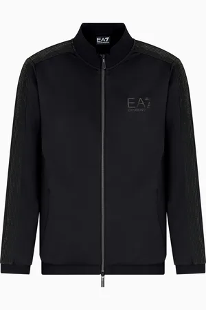 EA7 Sudadera tipo cárdigan de sarga técnica elástica Gold Label