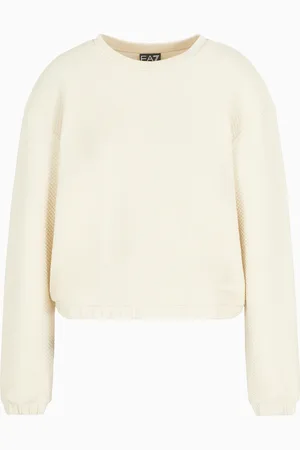 EA7 Sudadera de cuello redondo de mezcla de algodón elástico