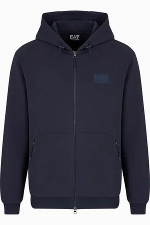 EA7 Sudadera con capucha Lux Identity de interlock de mezcla de algodón