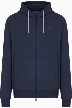 EA7 Sudadera con capucha y cremallera de algodón Visibility