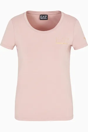 EA7 Camiseta de cuello redondo de mezcla de algodón y modal elástico Evolution