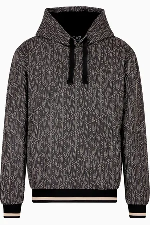 EA7 Sudadera con capucha de interlock con elaboración en tejido jacquard