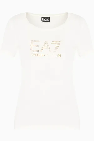 EA7 Camiseta de mezcla de algodón y modal elástico con maxilogotipo Evolution