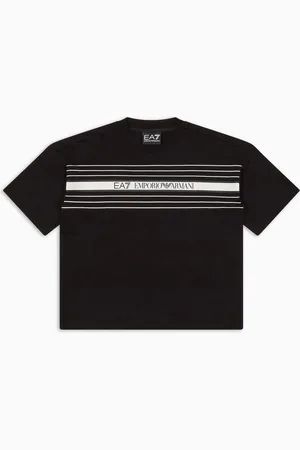 EA7 Camiseta de cuello redondo Logo Series Boy de algodón