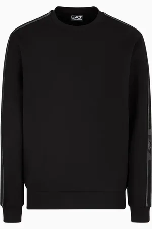 EA7 Sudadera de cuello redondo de punto de algodón Logo Series